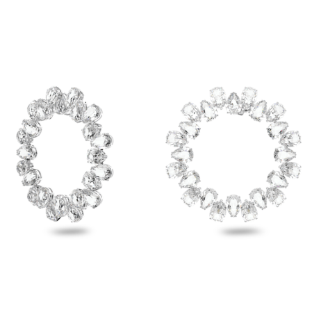 Resim Millenia halka küpeler, Armut kesim, Büyük, Beyaz, Rodyum kaplama