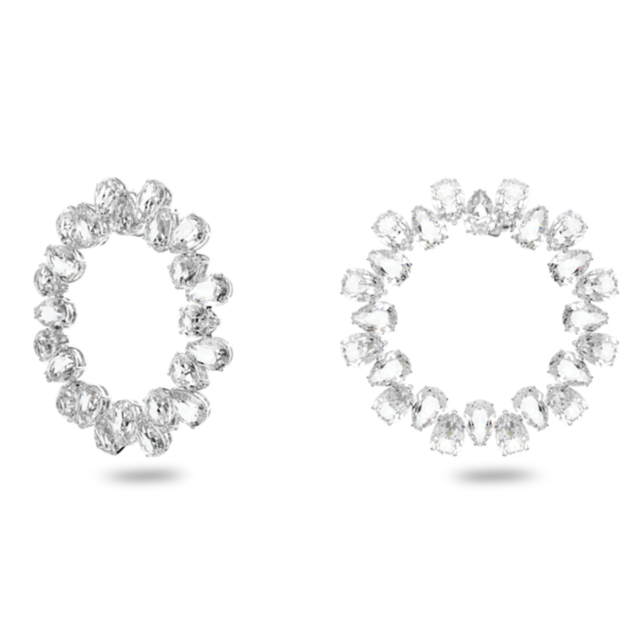 Resim Millenia halka küpeler, Armut kesim, Büyük, Beyaz, Rodyum kaplama