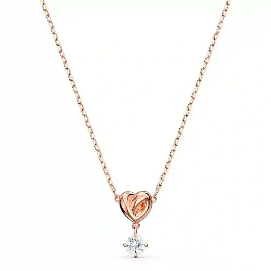 Resim Lifelong Heart Kolye, Beyaz, Pembe altın rengi kaplama