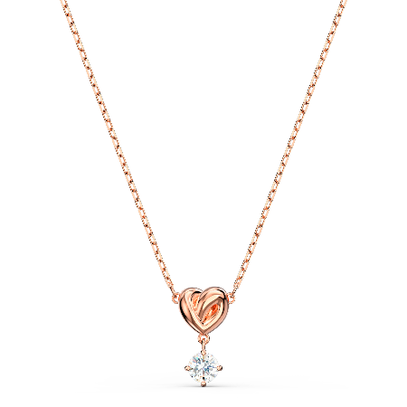 Resim Lifelong Heart Kolye, Beyaz, Pembe altın rengi kaplama