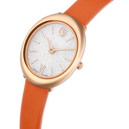 Resim Imber Saat, İsviçre Üretimi, Deri kayış, Turuncu, Pembe altın rengi yüzey