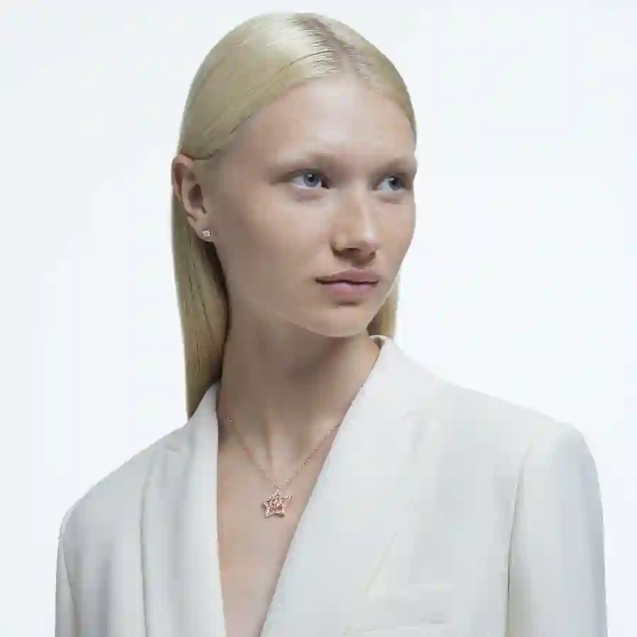 Resim Stella Set, Karışık kesimler, Yıldız, Beyaz, Pembe altın rengi kaplama