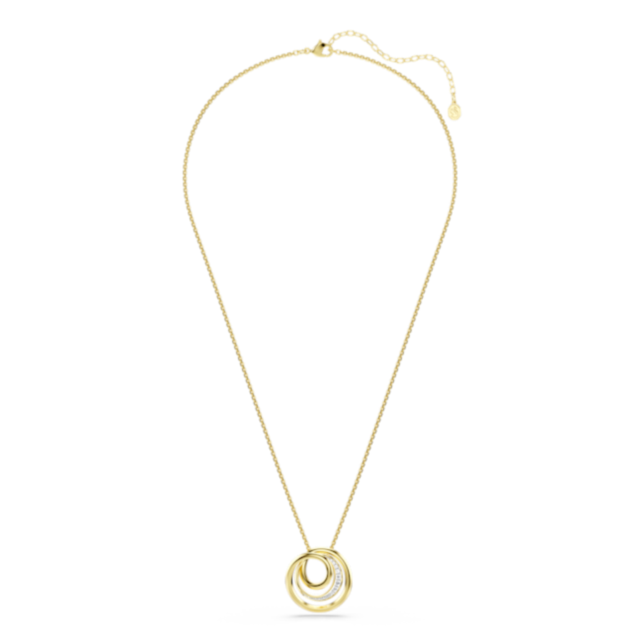 Resim Hyperbola Kolye, Yuvarlak kesim, Beyaz, Altın rengi kaplama