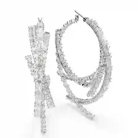 Resim Matrix halka küpeler, Karışık kesimler, Beyaz, Rodyum kaplama