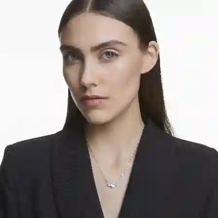 Resim Mesmera Attract Kolye, Kalp, Beyaz, Rodyum kaplama