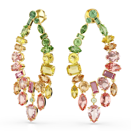 Resim Gema damla küpeler, Karışık kesim, Avize, Çok renkli, Altın rengi kaplama