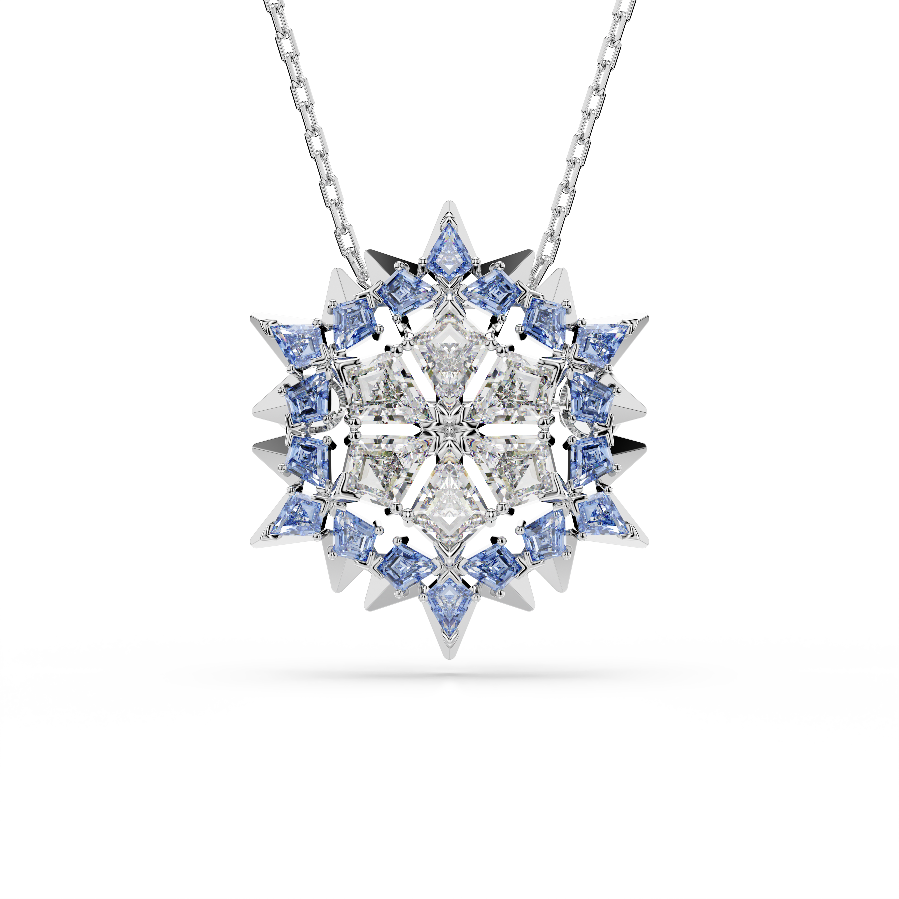 Resim Magic Kolye ve broş, Kar tanesi, Mavi, Rodyum kaplama