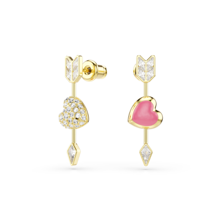 Resim Idyllia damla küpeler, Karışık kesimler, Oklu kalp, Beyaz, Altın rengi kaplama