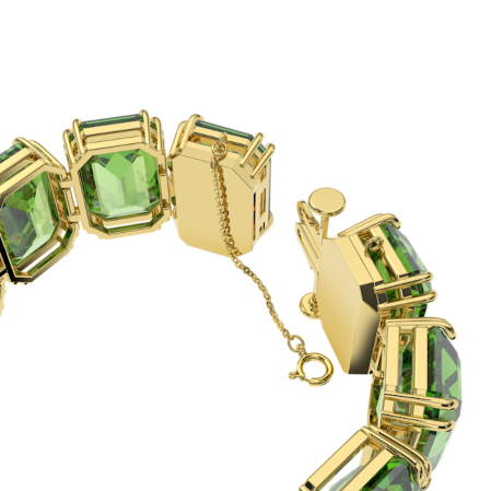 Resim Millenia Bileklik, Büyük kristaller, Sekizgen kesim, Yeşil, Altın rengi kaplama