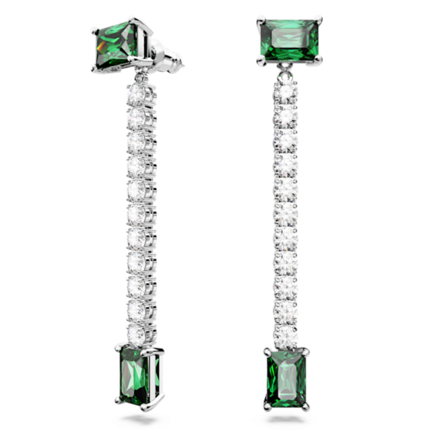 Resim Matrix damla küpeler, Karışık kesimler, Yeşil, Rodyum kaplama