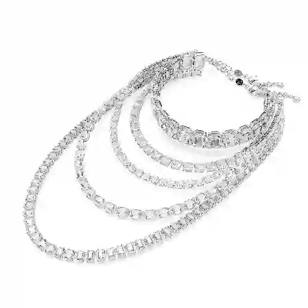 Resim Millenia Katlı Kolye, Karışık kesimler, Beyaz, Rodyum kaplama