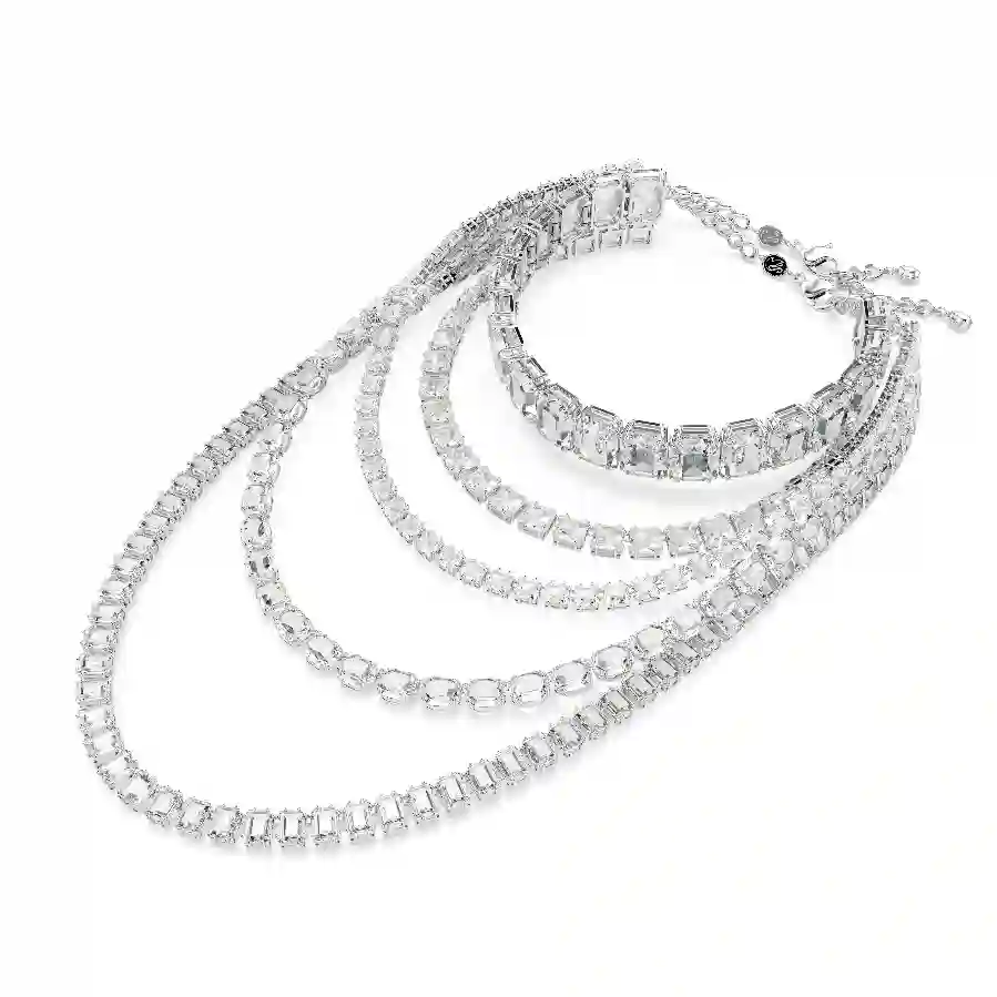 Resim Millenia Katlı Kolye, Karışık kesimler, Beyaz, Rodyum kaplama