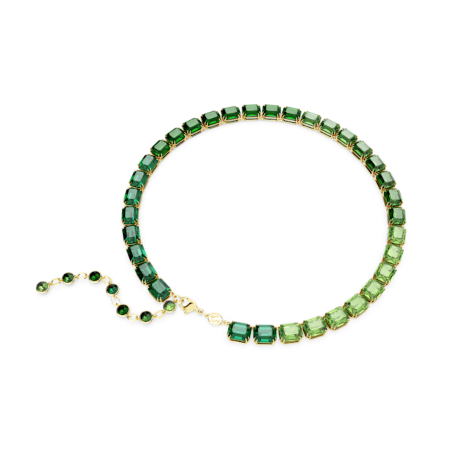 Resim Millenia Tennis kolye, Sekizgen kesim, Renk geçişli, Yeşil, Altın rengi kaplama