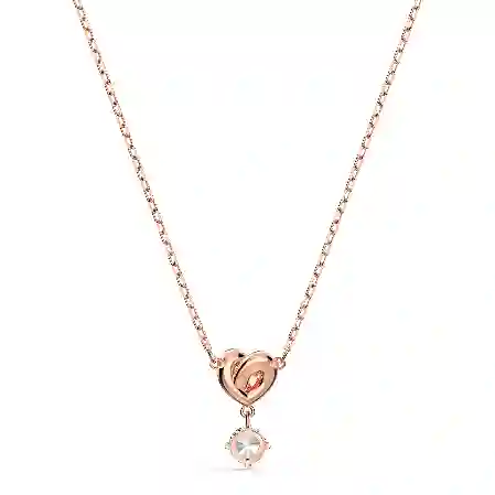 Resim Lifelong Heart Kolye, Beyaz, Pembe altın rengi kaplama