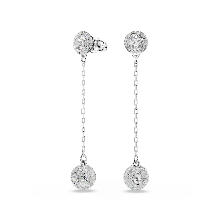 Resim Una Angelic damla küpeler, Yuvarlak kesim, Beyaz, Rodyum kaplama