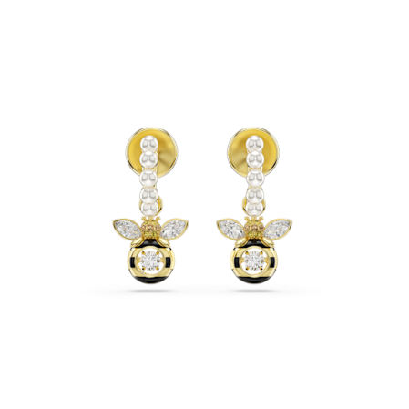 Resim Idyllia damla küpeler, Kristal inci, Karışık kesimler, Arı, Çok renkli, Altın rengi kaplama