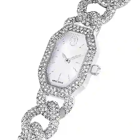 Resim Dextera Chain Saat, İsviçre Üretimi, Kristal bileklik, Gümüş Rengi, Paslanmaz çelik