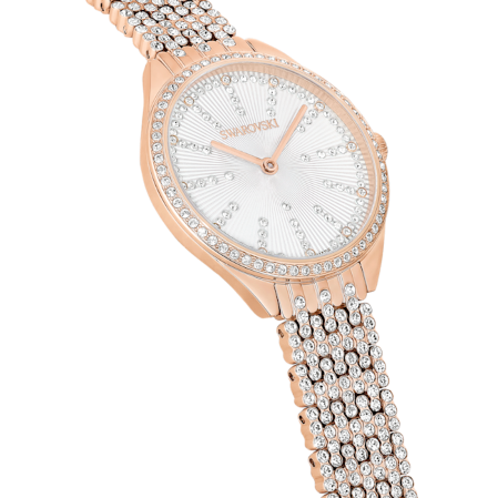 Resim Attract Saat, İsviçre Üretimi, Tam pavé, Kristal bileklik, Rose Altın tonu, Pembe altın rengi yüzey