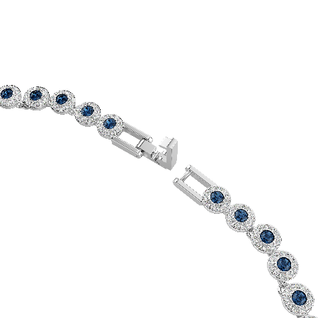 Resim Una Angelic Tennis kolye, Yuvarlak kesim, Mavi, Rodyum kaplama