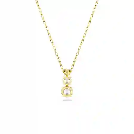 Resim Stilla Attract Kolye, Yuvarlak kesim, Beyaz, Altın rengi kaplama