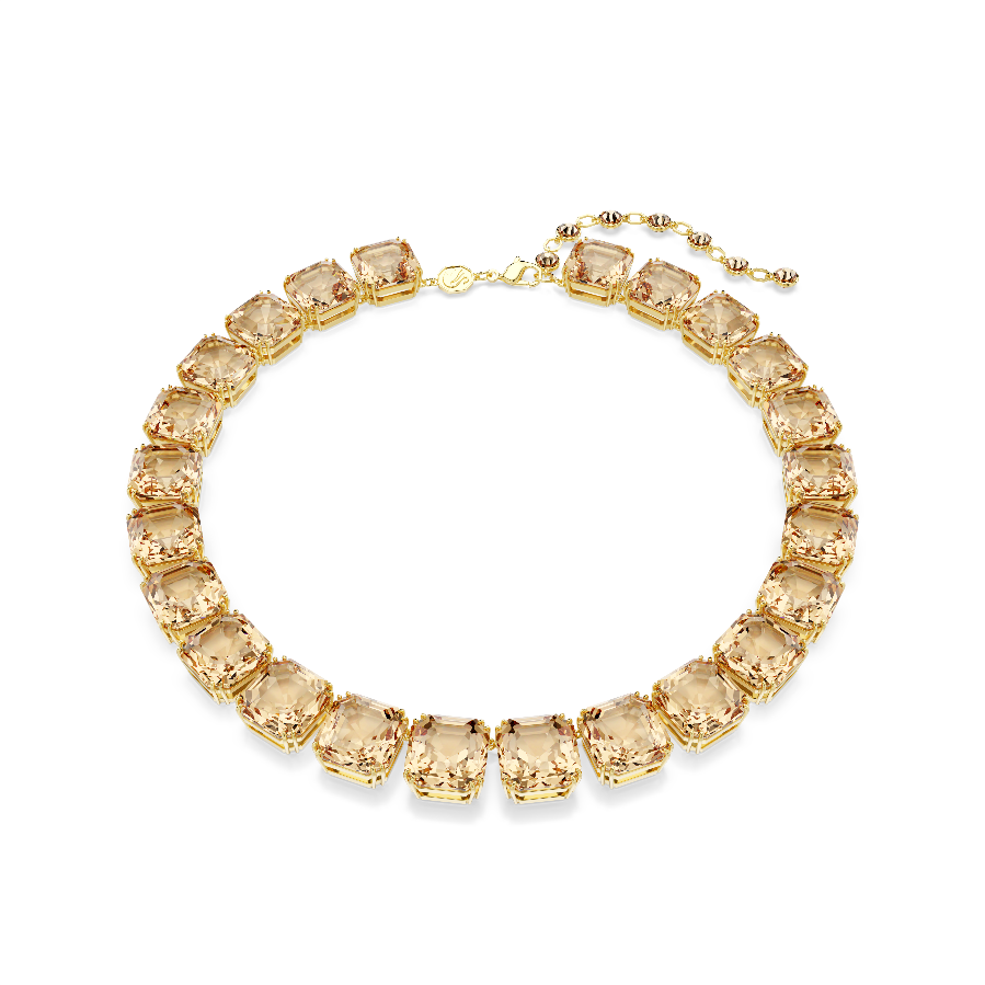 Resim Millenia Tennis kolye, Sekizgen kesim, Caramel, Altın rengi kaplama