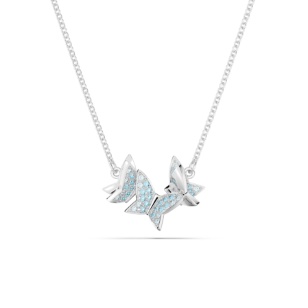 Resim Idyllia Lilia Kolye, Kelebek, Mavi, Rodyum kaplama