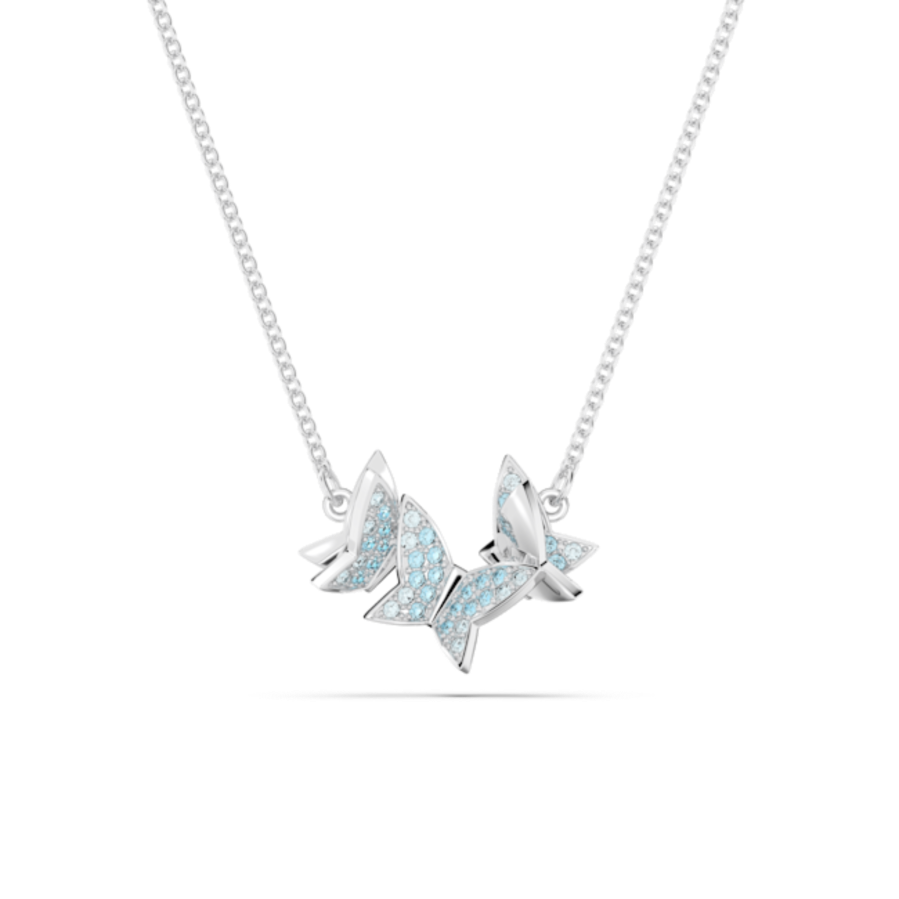 Resim Idyllia Lilia Kolye, Kelebek, Mavi, Rodyum kaplama