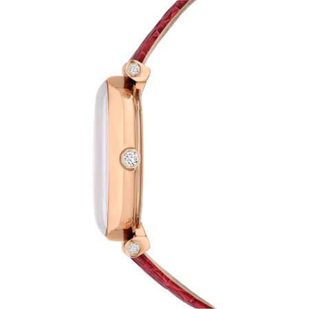 Resim Crystalline Wonder Saat, İsviçre Üretimi, Deri kayış, Kırmızı, Pembe altın rengi yüzey