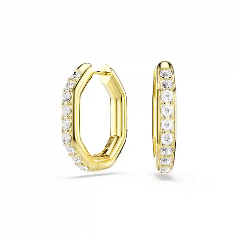 Resim Dextera halka küpeler, Sekizgen şekil, Yuvarlak kesim, Beyaz, Altın rengi kaplama