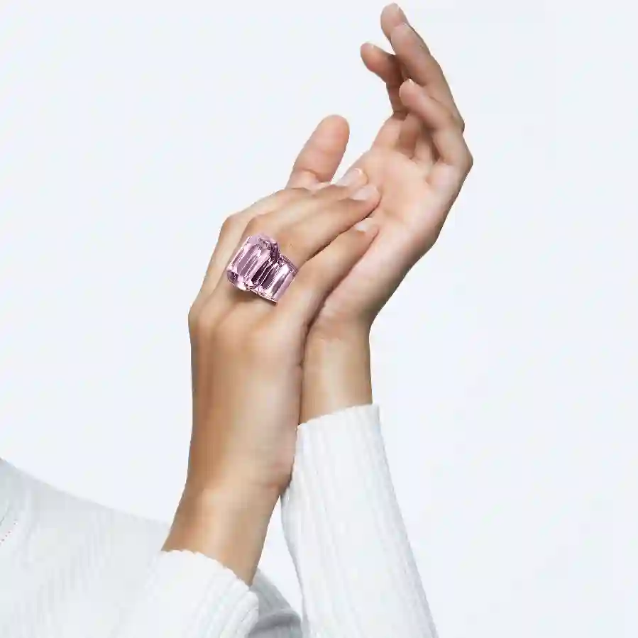 Resim Lucent Kokteyl Yüzüğü, Sekizgen kesim, Pembe