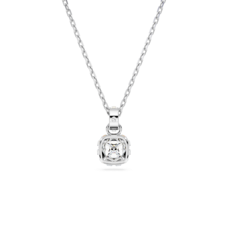 Resim Birthstone Kolye, Kare kesim, Nisan, Beyaz, Rodyum kaplama