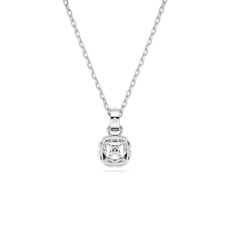 Resim Birthstone Kolye, Kare kesim, Nisan, Beyaz, Rodyum kaplama