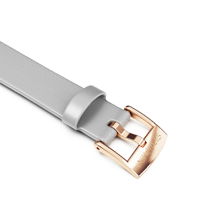 Resim Saat kordonu, 12mm. (0.47 inç) genişlik, Deri, Gümüş Rengi, Pembe altın rengi yüzey