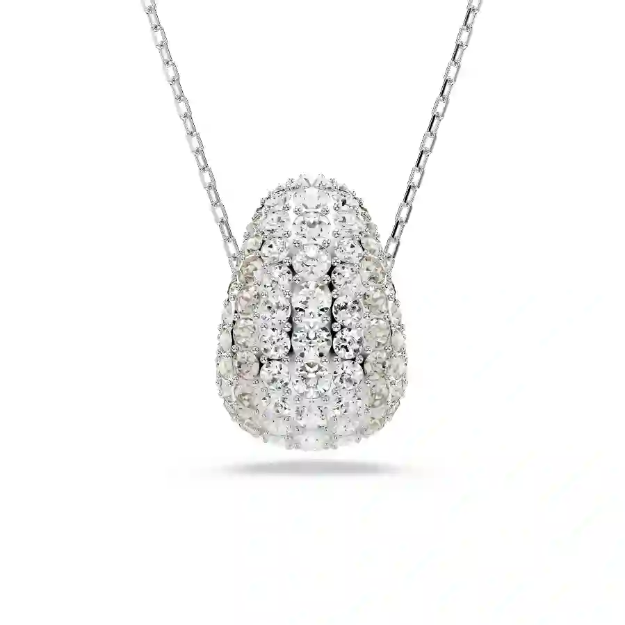 Resim Sublima Kolye, Yuvarlak kesim, Beyaz, Rodyum kaplama