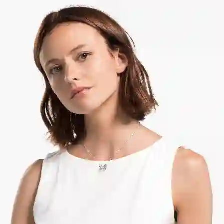 Resim Dancing Swan Kolye, Kuğu, Beyaz, Rodyum kaplama