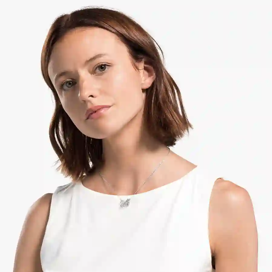 Resim Dancing Swan Kolye, Kuğu, Beyaz, Rodyum kaplama