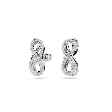 Resim Hyperbola düğme Küpeler, Infinity, Beyaz, Rodyum kaplama