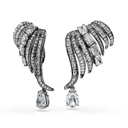 Resim The Vienna Collection kelepçe küpe, Tüy, Beyaz, Rutenyum kaplama