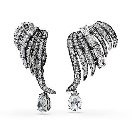 Resim The Vienna Collection kelepçe küpe, Tüy, Beyaz, Rutenyum kaplama