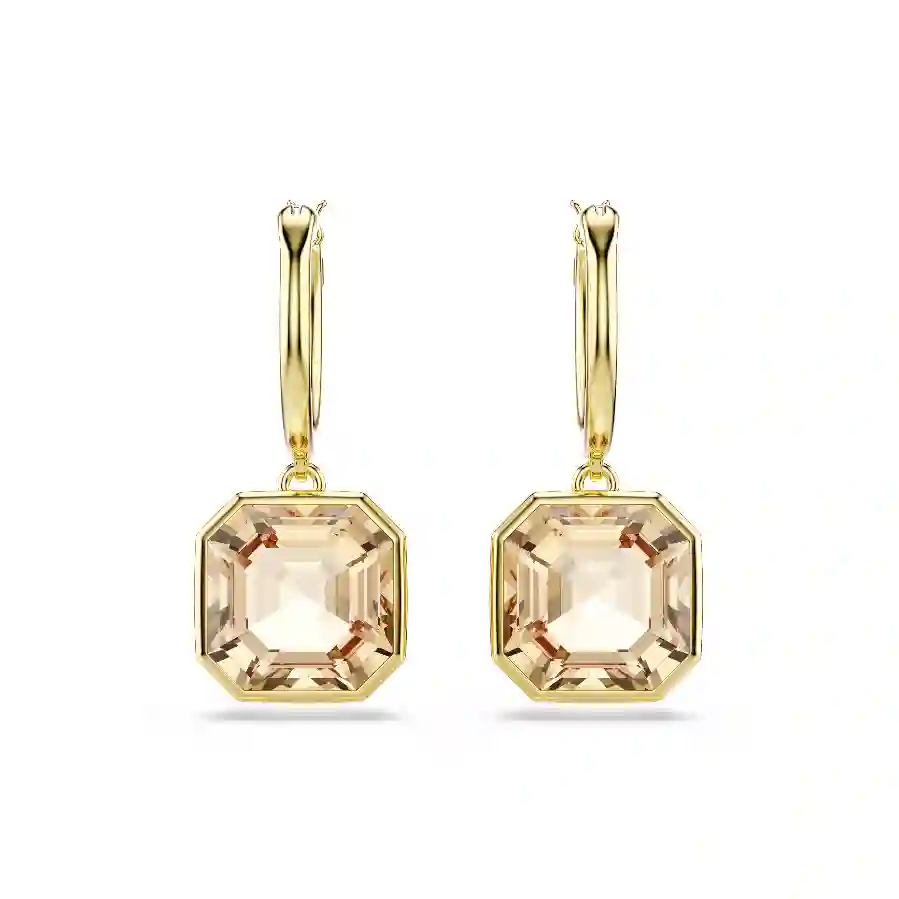 Resim Millenia damla küpeler, Kare kesim, Caramel, Altın rengi kaplama