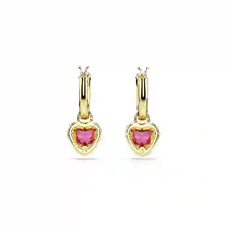 Resim Chroma damla küpeler, Kalp, Kırmızı, Altın rengi kaplama