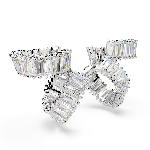 Resim Ariana Grande x Swarovski kelepçe küpe, Baget kesim, Beyaz, Rodyum kaplama
