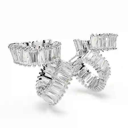 Resim Ariana Grande x Swarovski kelepçe küpe, Baget kesim, Beyaz, Rodyum kaplama