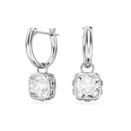 Resim Stilla damla küpeler, Kare kesim, Beyaz, Rodyum kaplama