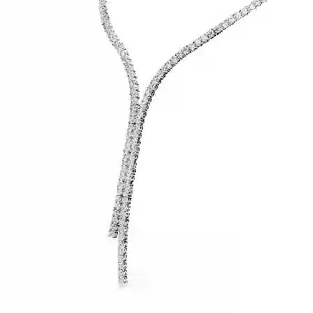 Resim Matrix Y-Kolye, Yuvarlak kesim, Beyaz, Rodyum kaplama