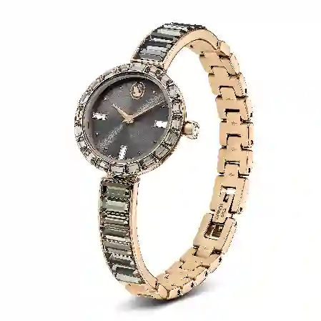 Resim Matrix Bangle Saat, İsviçre Üretimi, Kristal bileklik, Gri, Pembe altın rengi yüzey