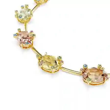 Resim Gema Kolye, Karışık kesimler, Çok renkli, Altın rengi kaplama