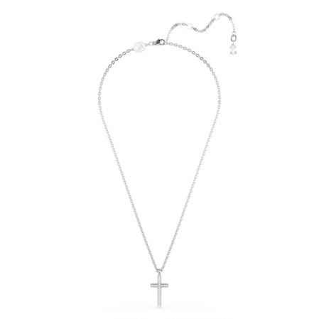 Resim Insigne Kolye, Pavé, Haç, Beyaz, Rodyum kaplama