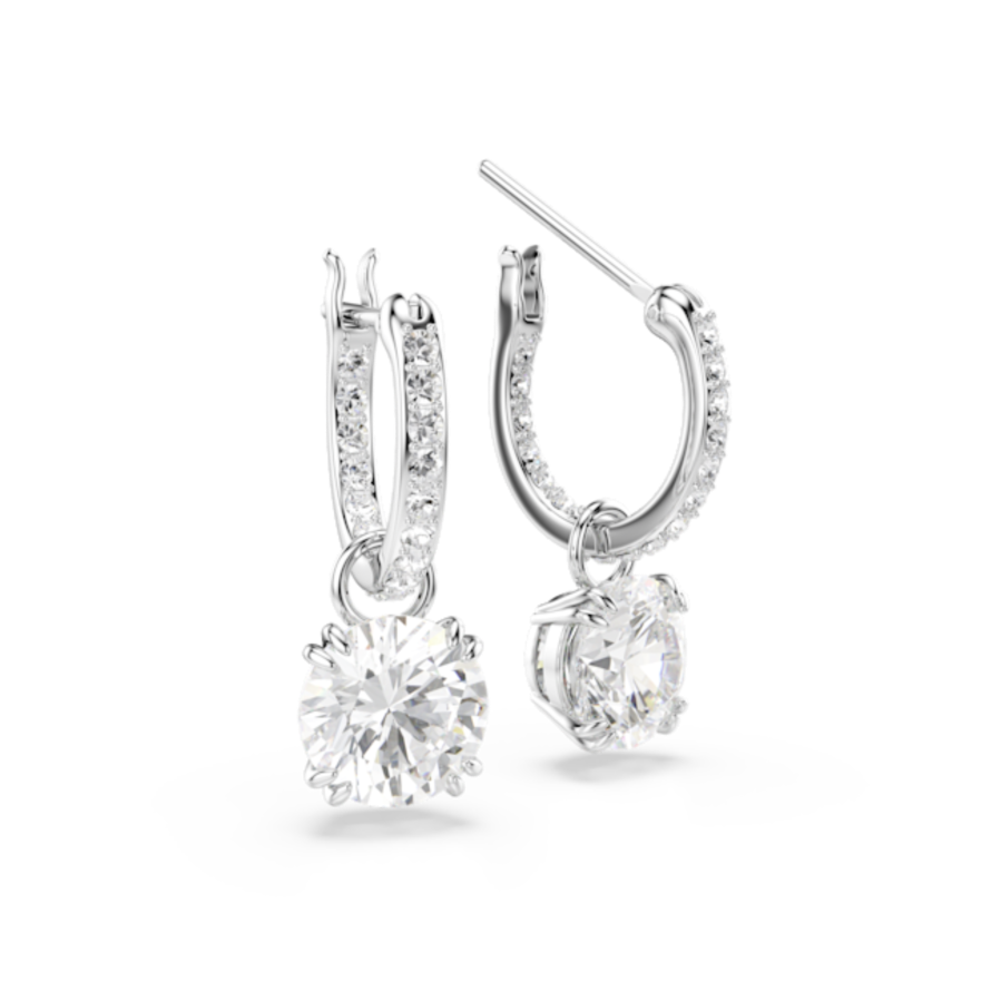 Resim Constella damla küpeler, Yuvarlak kesim, Beyaz, Rodyum kaplama