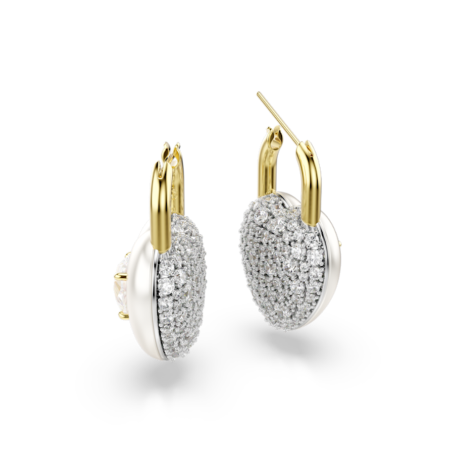 Resim Idyllia damla küpeler, Karışık kesimler, Kalp, Beyaz, Altın rengi kaplama